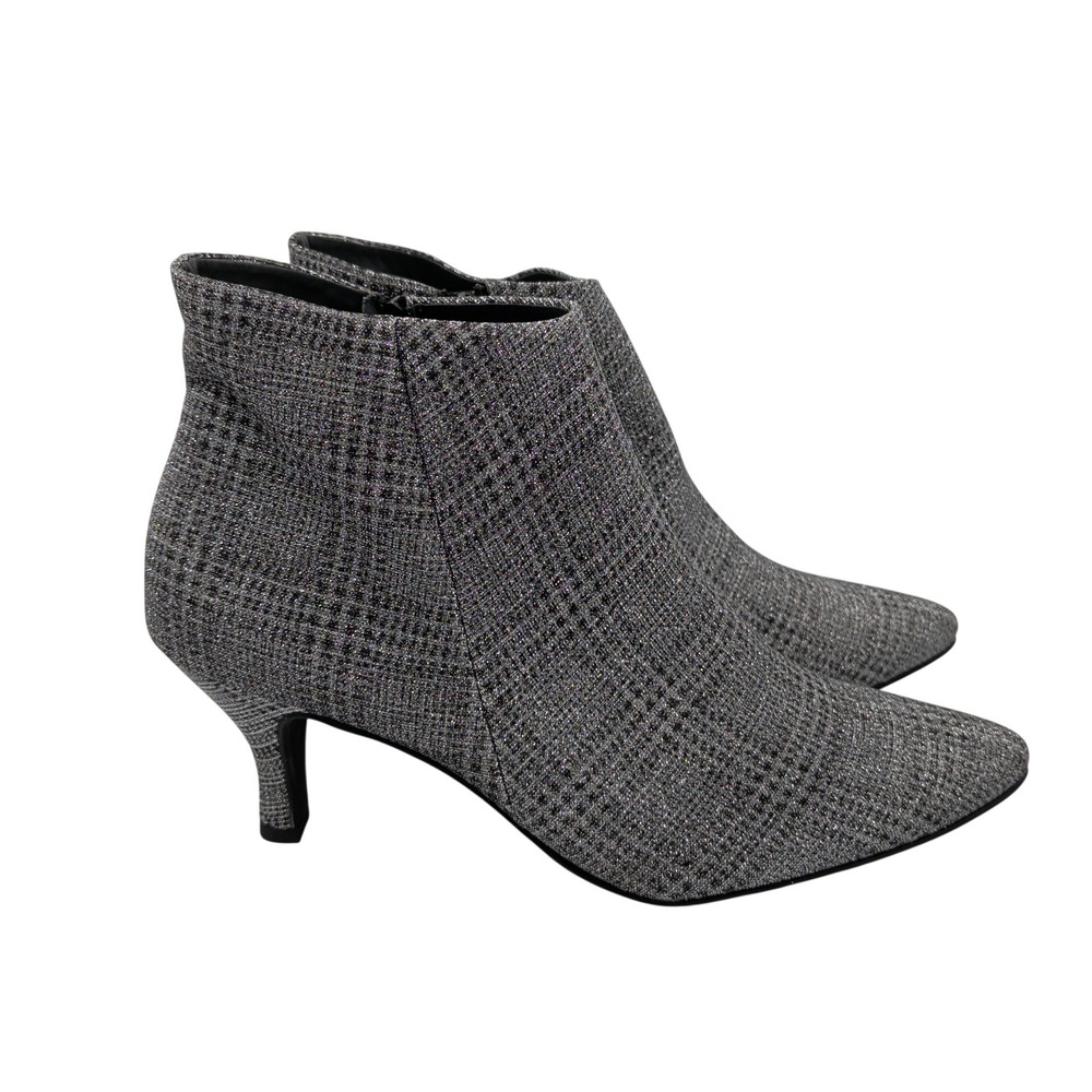 Paul Green Sparkle Silver Plaid Kitten Heel Ankle Booties Size 5.5 UK 8 US NEW
